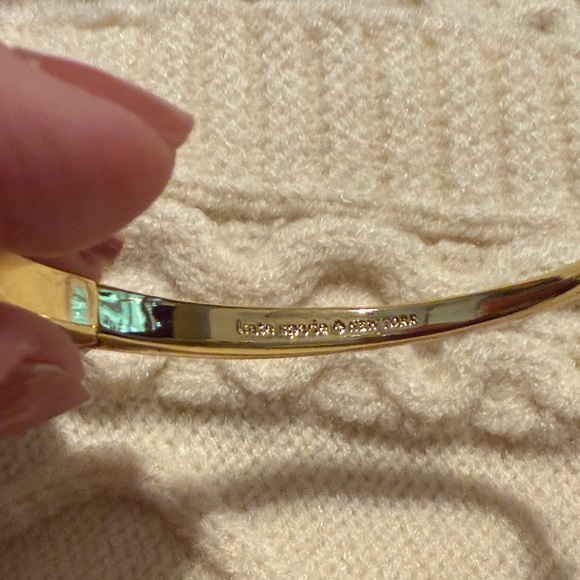 Kate Spade Gold Bracelet with Pearl Accents Spring Open, Fits Smaller Wrist - Picture 4 of 5